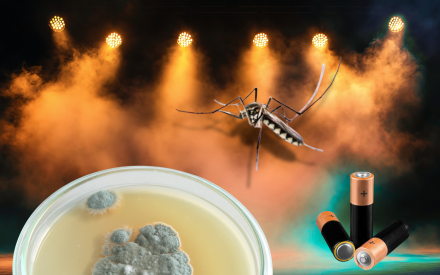 Mygga, mögelodling och batterier på en scen