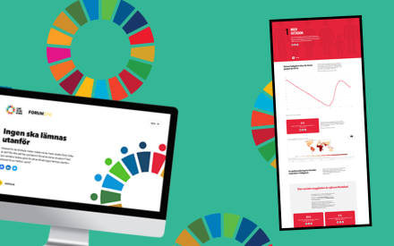 Bild på dator med Leavenobehind.nu hemsidan. bild på statistik från Mål 1
