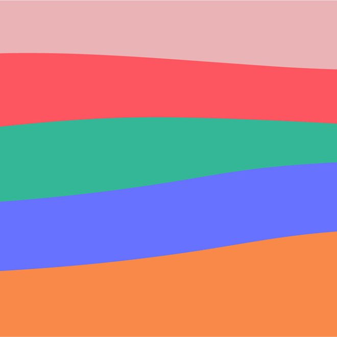 vågor i rosa, rött, grönt, blått och orange