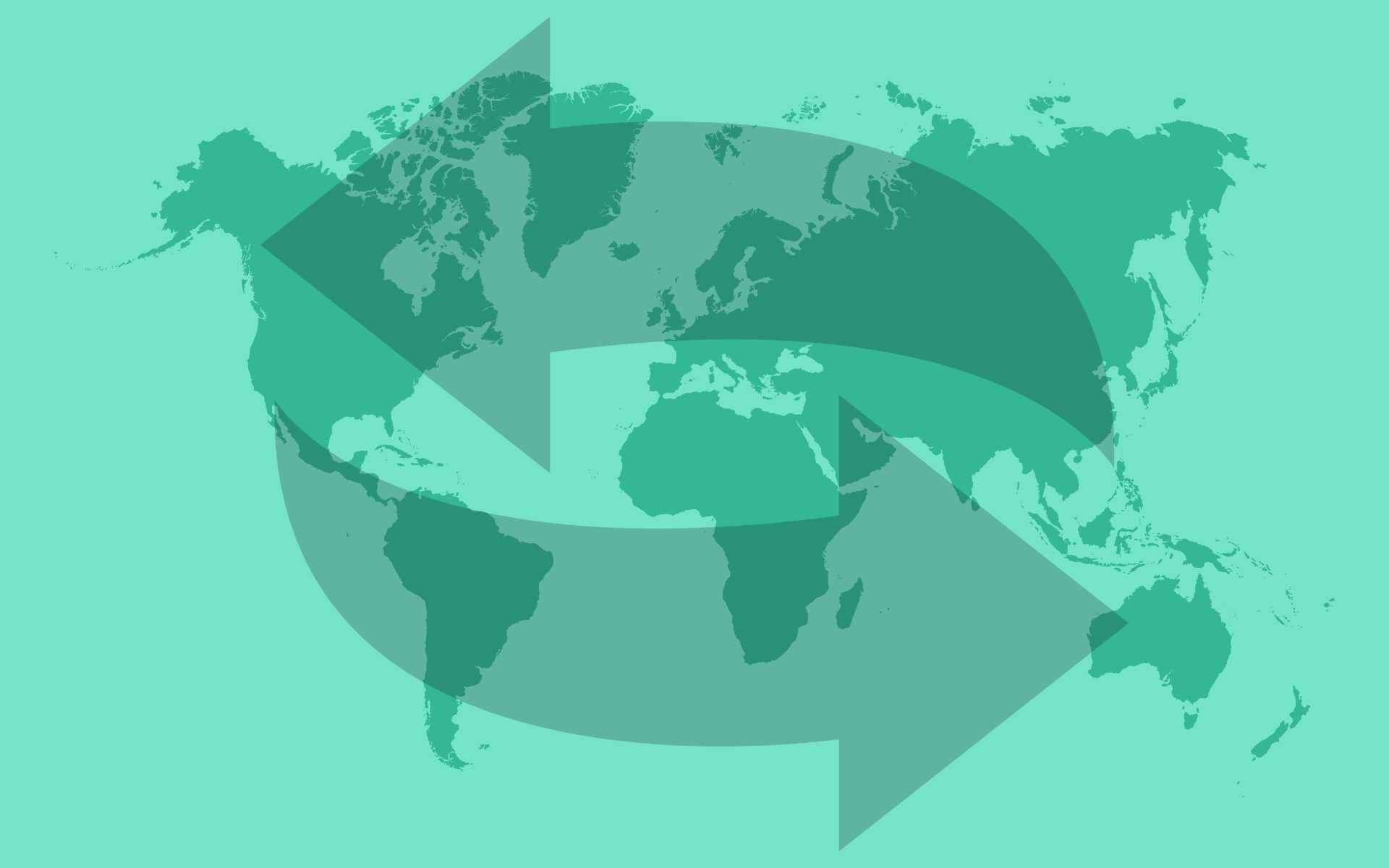 Världskarta med två pilar som visar in-och utflöden