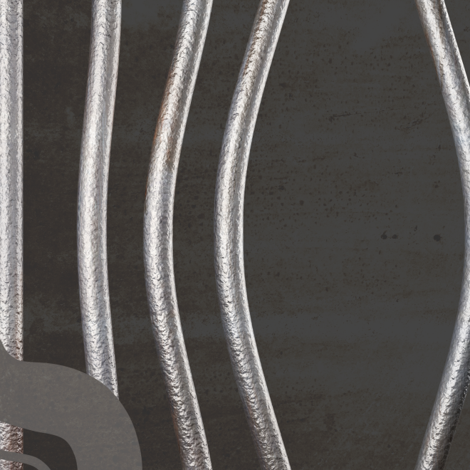 Svart bakgrund, galler som är lite uppbrutet