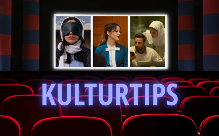 Texten Kulturtips mot bakgrund av en biosalong där tre filmer och tv-serier syns som listas i artikeln.