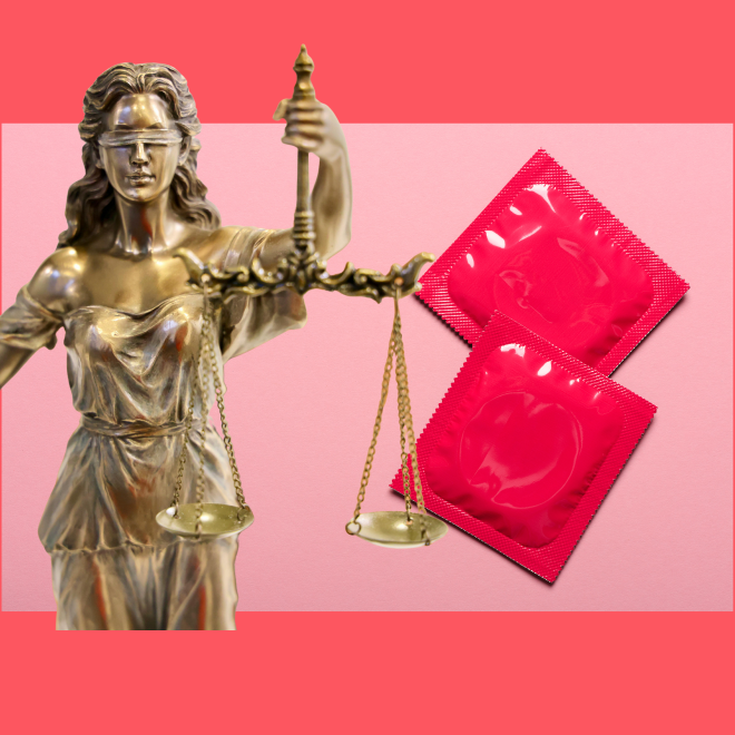 Bild på en jämlik-våg och kondomer