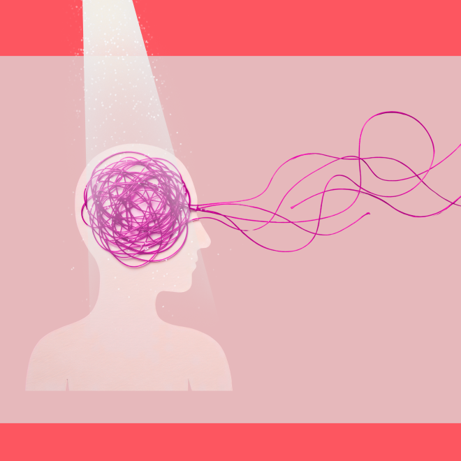 Bild på hjärna med trådar