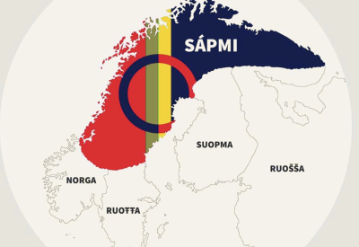 Karta av Sapmi, Norrland och norra delar av Norge, Finland och Ryssland.